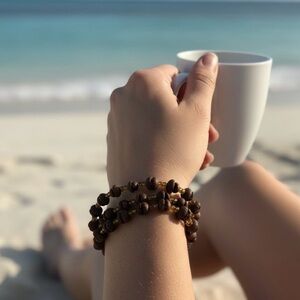 Coffee Bean Bracelet Unisex Brown Coffee Adjustable String Bracelet Stylish